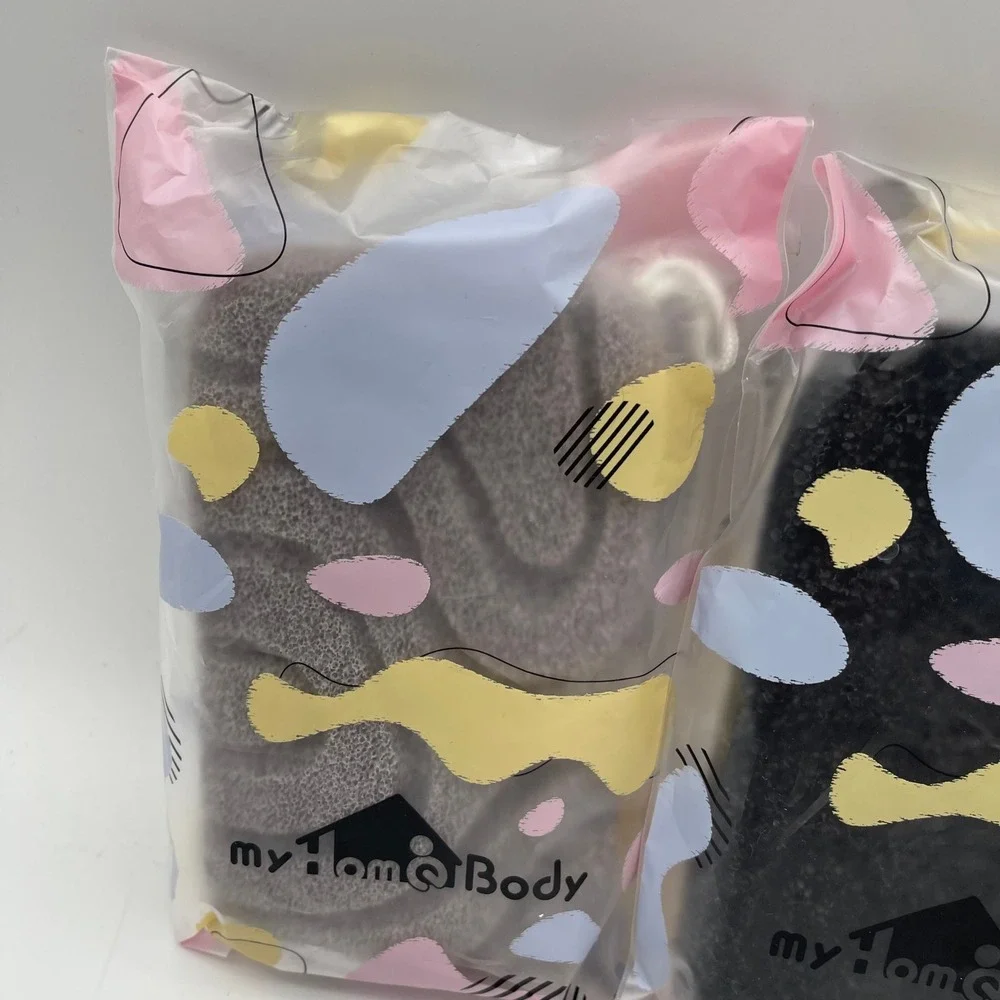 MyHomeBody Exfoliating Washcloth Set 3 Pack Black Grey‎ Textured Body Scrub
